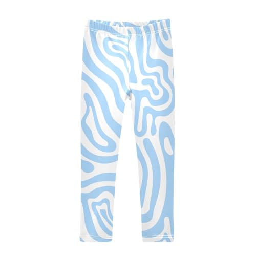 Wavy Swirled Girls Leggings,Workout Leggings for Girls Toddler Athletic Leggings Size for 3-10T