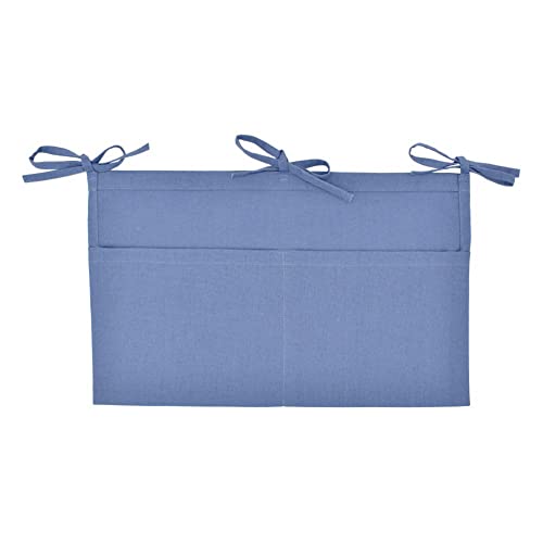 Image of YeeMan Linen Baby Bedside Hanging Storage Bag,2 Pockets Organizer for Baby Cribs and Toys (Blue)