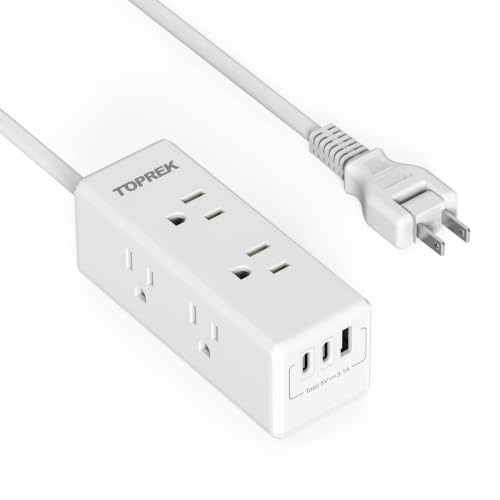 2 Prong Power Strip, TOPREK 2 Prong to 3 Prong Outlet Adapter, 1440J 2 Prong Surge Protector with 6 Outlets & 3 USB, 5FT 2 Prong Extension Cord with Swiveling Flat Plug, Ideal for Non-Grounded Outlet - image 1