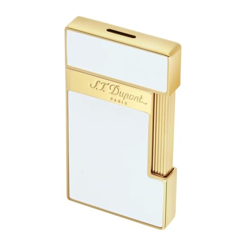 Encendedor DuPont Slimmy Blanco Laca y Oro miniatura 3