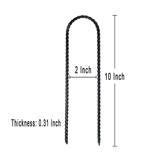 ZHHENIALY 20 Pack 10 Inch Heavy Duty Trampolines Wind Stakes Galvanized Steel Garden Stakes U-Shaped Staples for Landscaping, Camping Tents, Soccer Goals and Garden Decoration