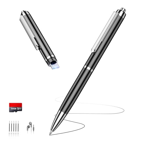 64GB Digital Voice Recorder with USB Type C 4800Hrs Recording Storage Duration Dictaphone Voice Activated Recording Recorder with AI Noise Reduction Recording Device for Classes Meetings Lectures