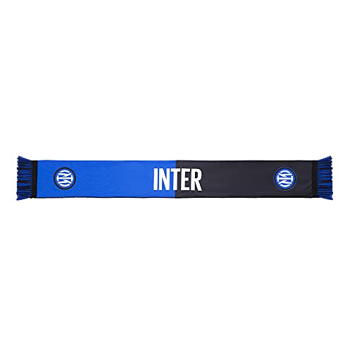 Stampa in alta definizione Inter Sciarpa Nuovo Logo Poliestere, Diverse Colorazioni, Stadio Unisex-Adulto, Bicolore Nero/Blu, Taglia Unica