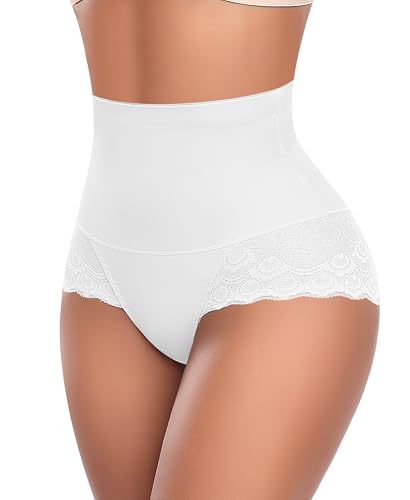 Image of Werena Tummy Control Shapewear Panties for Women High Waist Body Shaper Underwear Lace Shaping Girdle Briefs