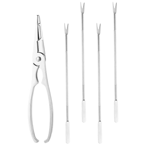 BESPORTBLE Outils Fruits de Mer Acier Inoxydable Casse-Crabe et Pince à Épiler pour Homard et Crabe Fourchettes Seafood Picks Légères et Pratiques pour Manger Fruits de Mer
