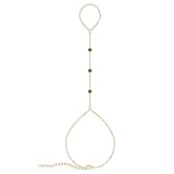 AstraGlam Women's Gold Beaded Hand Chain with Cubic Zirconia Diamonds, Adjustable Dainty Bracelets, Boho Jewelry for Summer and Special Occasions, Jewelry Gift Idea