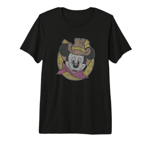 T-shirt Mickey Cowboy Horseshoe imprimé vintage pour look rétro américain