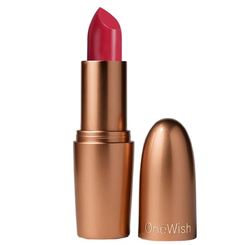 Image of One Wish Creamy Matte Lipstick - Cherry on Top Shade 08 | Long Lasting | Full Coverage | Smooth Finish | High Pigment | No Dryness or Flaky Lips | SPF | Enriched with Vitamin E, Almond Oil & Shea Butter | 3.8 gm