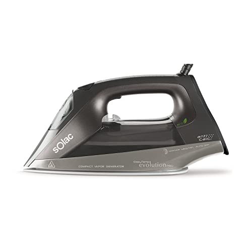 Solac - Plancha de vapor Easy Temp EVO Pro 2400W | Multifunción (ECO+TURBO+AUTO) | Centro Planchado Compacto | Autocontrol System Antical Antigoteo | 45g/min Vapor Continuo | Suela Cerámica