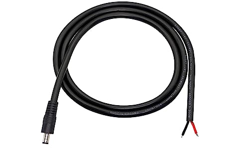 SHANFEILU DC Cable alimentación DC 5.5 mm x 2.5 mm macho enchufe cable reparación salida desnudo Cable 16 AWG Cable Conector para cámaras de seguridad LED DVR 3 pies/1m Negro