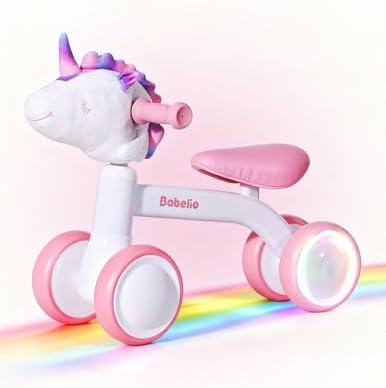 BABELIO Magic Rider Unicorn Balance Bike for 1-2 Year Old Girls T...