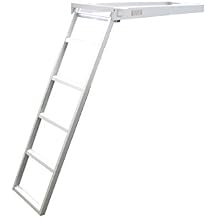 Pactrade Marine Pontoon Boat Under Deck Anodized Aluminum 5 Step Flat Front Ladder 300lbs Capacity Self Store