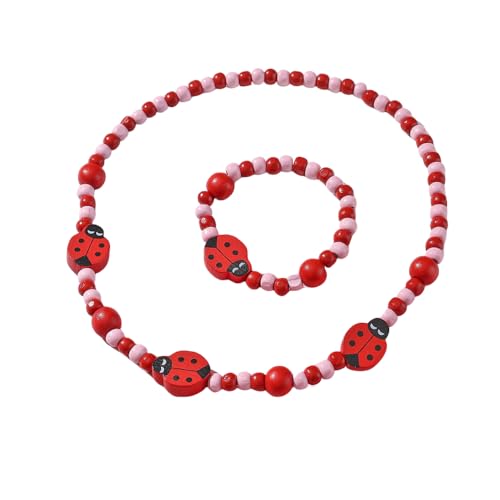 Colgante Mariquita Niñas Collar Pulsera Set, Niños Mariquita