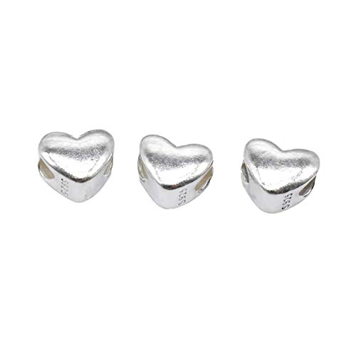 Image of 8 Sterling Silver Heart Beads, Love Heart Beads, Plain Shiny Heart Beads, 925 Silver Heart Bead, Bracelet Bead, Necklace Bead