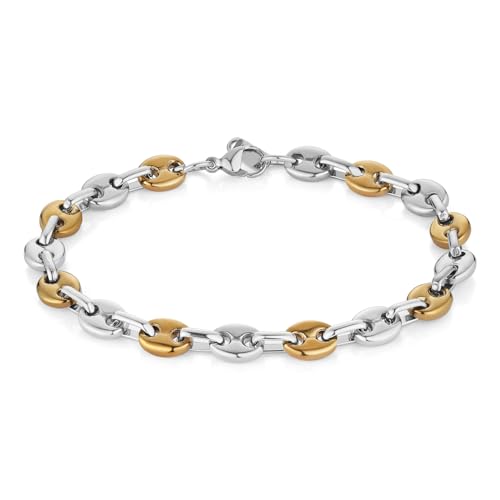 Pulsera de cuentas de café para hombre acero inoxidable 8.5 pulg miniatura 1