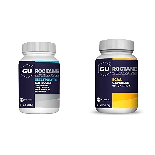 GU Energy Suplemento de eletrólitos e BCAAs com vitaminas B e vitamina D, 1500 mg por porção, 2 frascos (110 cápsulas)