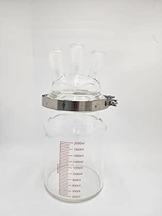 Yantra 2 Liter or 2000mL 24/ 40 3 Neck Glass Cylinder Reactor Reaction ...