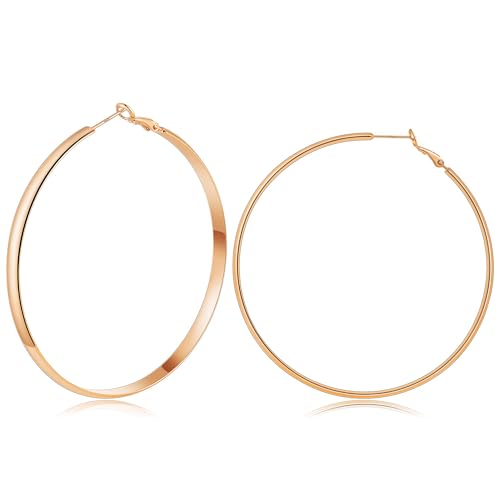 Image of Gacimy Gold Hoop Earrings for Women with 925 Sterling Silver Post | Hypoallergenic Lightweight Thick Hoops Earrings for Women Trendy Jewelry Gift