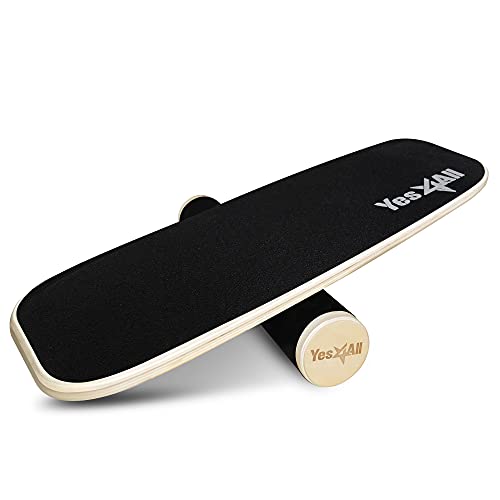 Yes4All Premium Bongo Board/Balance Board Trainer with Adjustable Stoppers | Balance Board for Surfers, Hockey, Snowboard (Full Black)