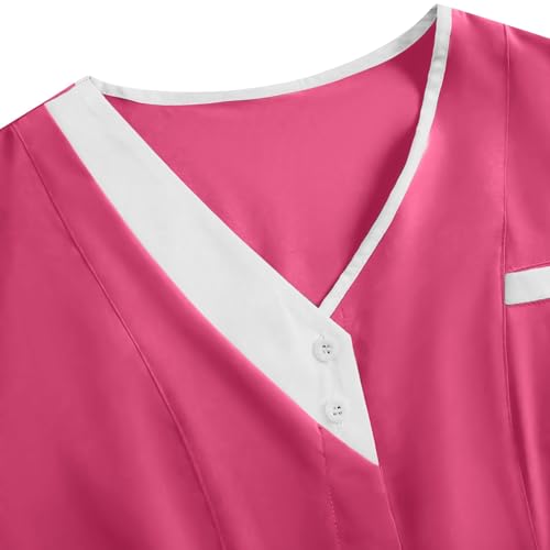 Image of 2026 Scrub for Cleaning Jobs Uniform, Multi Pockets Scrubs for Women Sets, V-Neck Top & Straight Leg Pants Scrubs Set