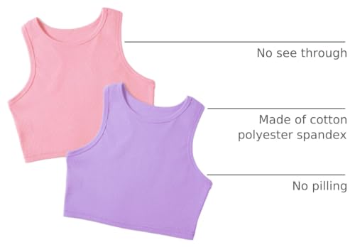 Image of Auranso Girls Tank Tops 2 Pack Ribbed Knit Sleeveless Crop Tops for Kids
