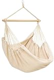 AMANKA XXL Hängesessel Beige 185x130 cm belastbar bis 150kg – Hängestuhl ideal zum Lesen & Entspannen – Hängesitz aus Baumwolle für Drinnen und...