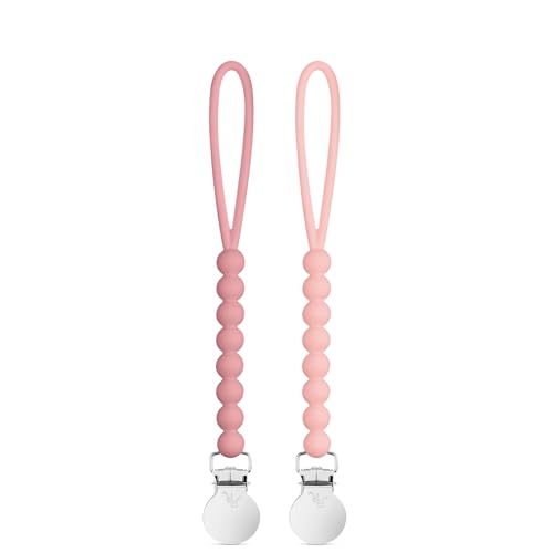 Image of Ryan & Rose Cutie Clip 2 Pack - Pacifier Clip Holder Silicone (Judy-Rose /Judy-Tulle)