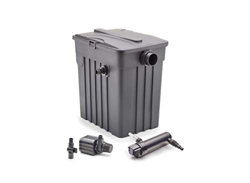 Aquanique Filtre de bassin gravitaire FTF 8000 Kit complet, + pompe de bassin de 2500 l/h + clarificateur de bassin de 9W, pour les bassins et les étangs de petite et moyenne taille jusqu'à 8000 L