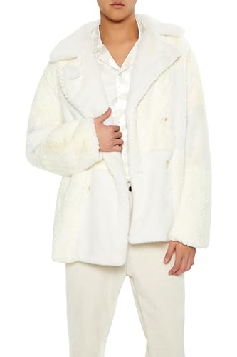 Forever 21 Men's Faux Fur Two-Tone Checkered Coat