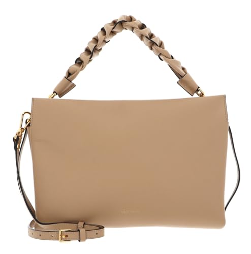 Bolso bandolera COCCINELLE Boheme en cuero grana elegante color beige de doble asa para mujer