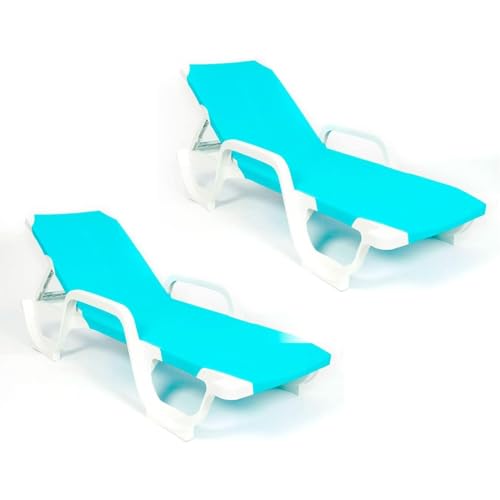 CREVICOSTA QUALITY MARK MARCAS DE CALIDAD - Lena - Lote de 2 Tumbonas de Resina para jardín y Piscina (Turquesa)