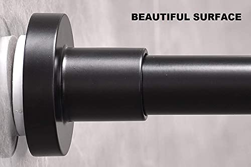 Image of BRIOFOX Shower Curtain Rod 43-73 Inches Matte Black, Rustproof and Non-Fall Down Spring Tension Rod for Window or Bathroom, Stainless Steel