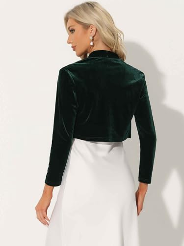 Image of Allegra K Velvet Shrug for Women's Long Sleeve Open Front Cardigan Cocktail Party Cropped Bolero Jacket