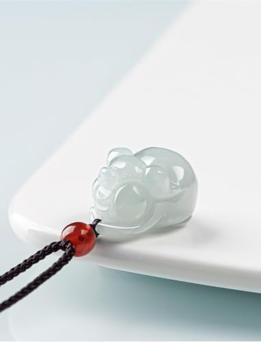 Collier pendentif en jade véritable et cordon noir ajustable Cherrii - 3