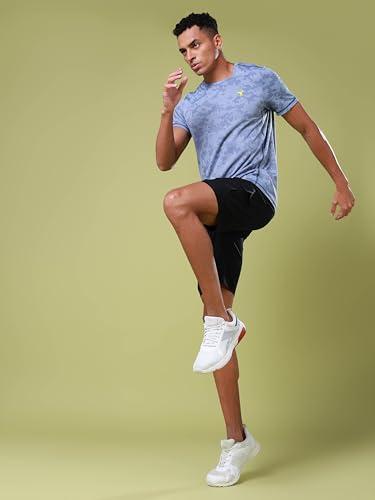 Image of TECHNOSPORT Men's Solid Slim Fit Sports Shorts TS Flexi Quick Dry Polyester Drawstring with Pockets UPF50+ for Gym Running Workout Anti Odour