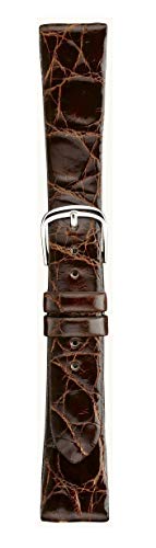 マルマン 紳士皮革バンド 時計際幅 17mm 美錠幅 14mm 茶 ワニサイド バネ棒2本付き 簡易交換工具付き
