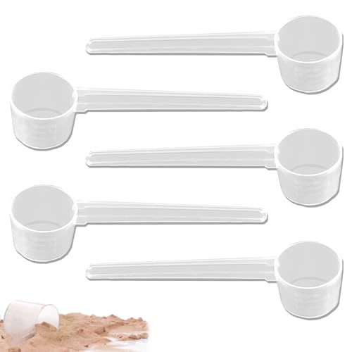 5 Gram Protein Scoop Set Washing Powder Scoop Measure, 5 Pcs Measuring Scoops for Powder Reusable 5g Scoop for Powders Coffee Liquids Kitchen Cooking Baking and Fitness Supplies