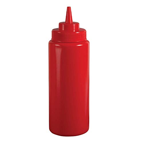 CABLEPELADO Bote plastico para Salsas, Botellín para Salsas, Recipiente para Aceite, Botella de Salsa, Dispensador Salsas, Biberón de Cocina, 23.5 cm Longitud, Capacidad 500 ml, Rojo
