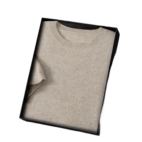 Men's O-Neck Cashmere Sweater Half Sleeve Basic Pullover Soft Comfy Knitwear Top