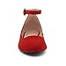 Shoe Land Women’s Flats – Dressy & Comfortable Slip-On Shoes with Low Wedge & Ankle Strap | Round Toe Ballet Flats for Work, Office, Party & Business Casual, Red, Size 7.0, SL-August
