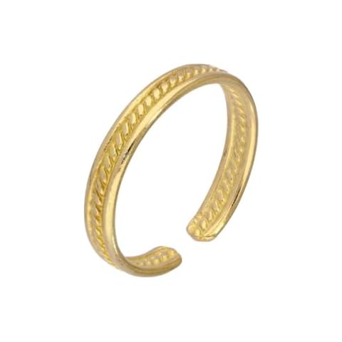 Adjustable Ribbed Yellow Gold Dipped Toe Ring Cover