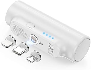 Kuulaa 3 in 1 Magnetic Power bank for Oculus Quest 2, Ultra Compact 3000mAh Mini External Battery Pack Portable Charger With 3 Plugs Compatible with iPhone 13 12 11 Pro Max, Samsung, Huawei(White)