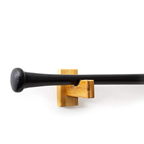 MIAO JIN Solid Wood Baseball Softball Bat Display Case Wall Mount Horizontal Rack Brackets Hanger Holder Felt Liner and Hidden Screws - Thumbnail 5