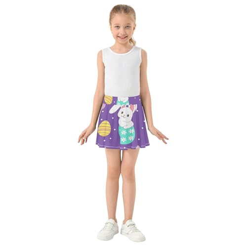 Athletic Shorts Girls Skorts Tennis Skirts for Kids Pleated Girl Skort Cute Bunnies Pink Easter Purple 3t3