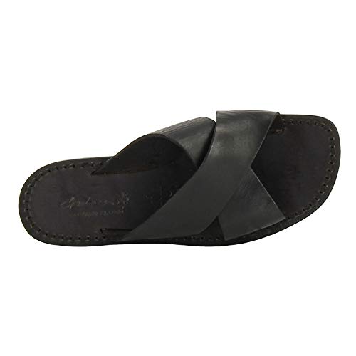 Mens Leather Slippers Handmade in Italy in Black Leather3