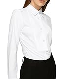 SUNNOW Women's White Tuxedo Button Up Shirt Long Sleeve Bib Collar Blouse Dressy Casual Tops