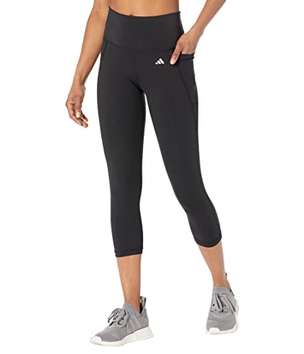adidas Womens Optime High Waisted Athletic Capri Training Casual Casual Moisture Wicking - Black
