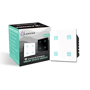Kamonk Smart Touch Switch Curtain, Wi-Fi Enabled, No Additional Hubs, No Automation related Wiring, Compatible with Amazon Alexa and Google Assistant, Add shortcuts to Siri & Kamonk App (White)