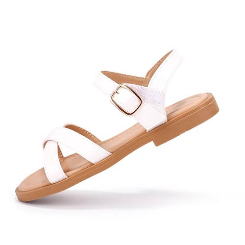 Pandaninjia Elva Girls Sandals Open Toe Cute Flats Dress Sandals Cross Strappy Summer Shoes Toddler/Little Kid/Big Kid thumb #3