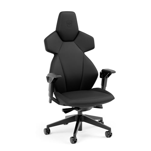 noblechairs Dawn Black Edition - Silla de escritorio ergonómica con mecanismo de sincronización, piel híbrida transpirable, soporte lumbar, ruedas universales